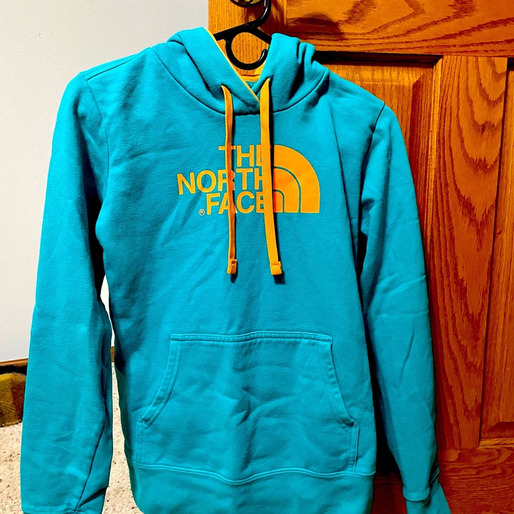 The North Face - Women’s size S/P sweatshirt, turquoise & orange
